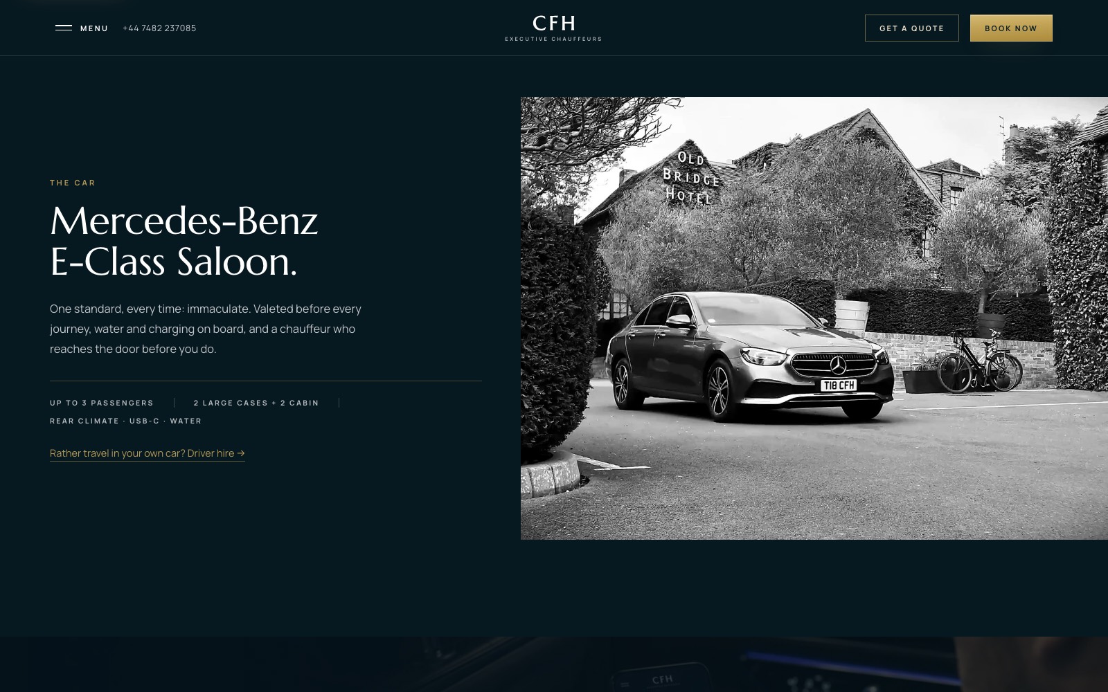 CFH website section presenting the Mercedes-Benz E-Class saloon