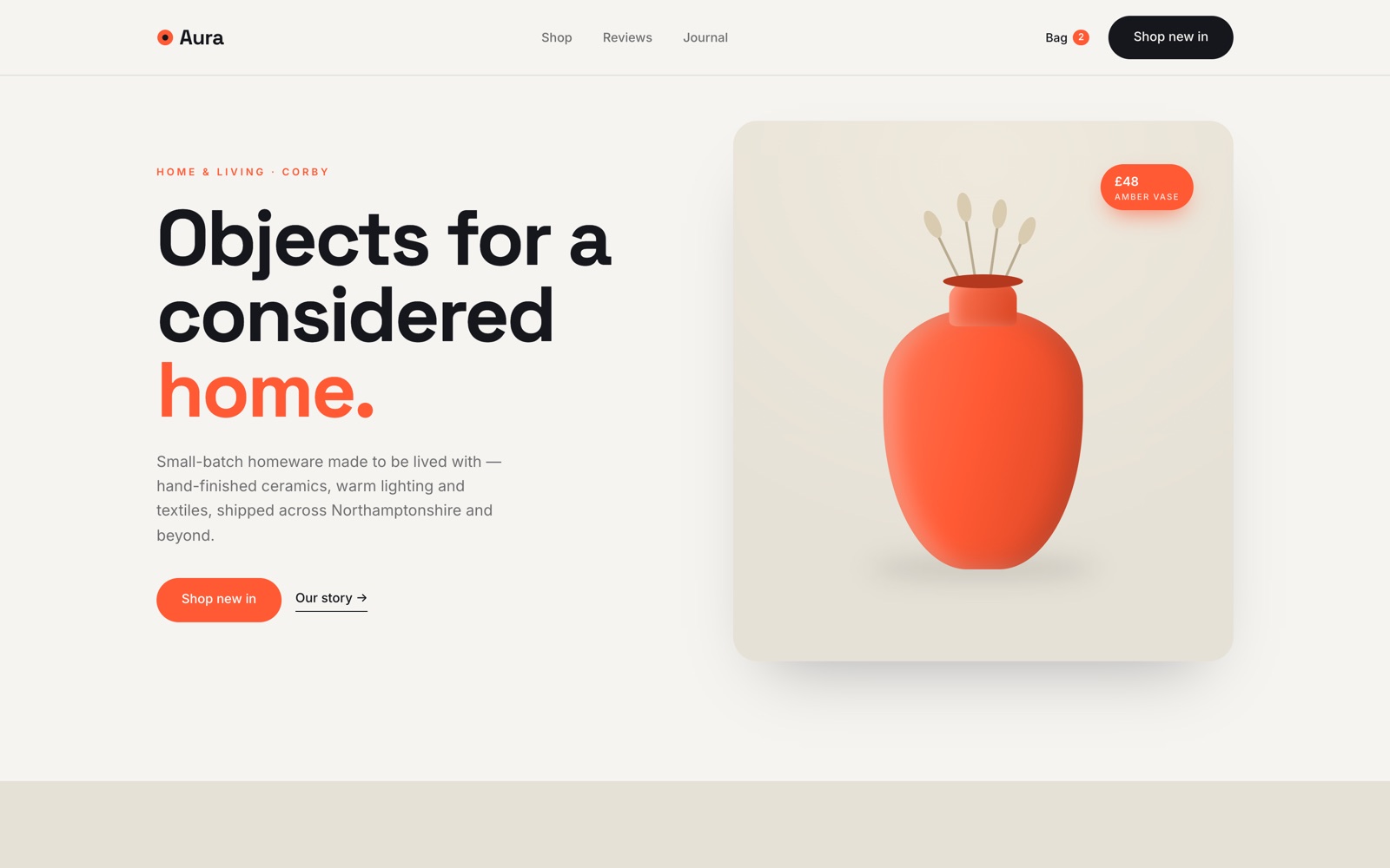Concept ecommerce store homepage
