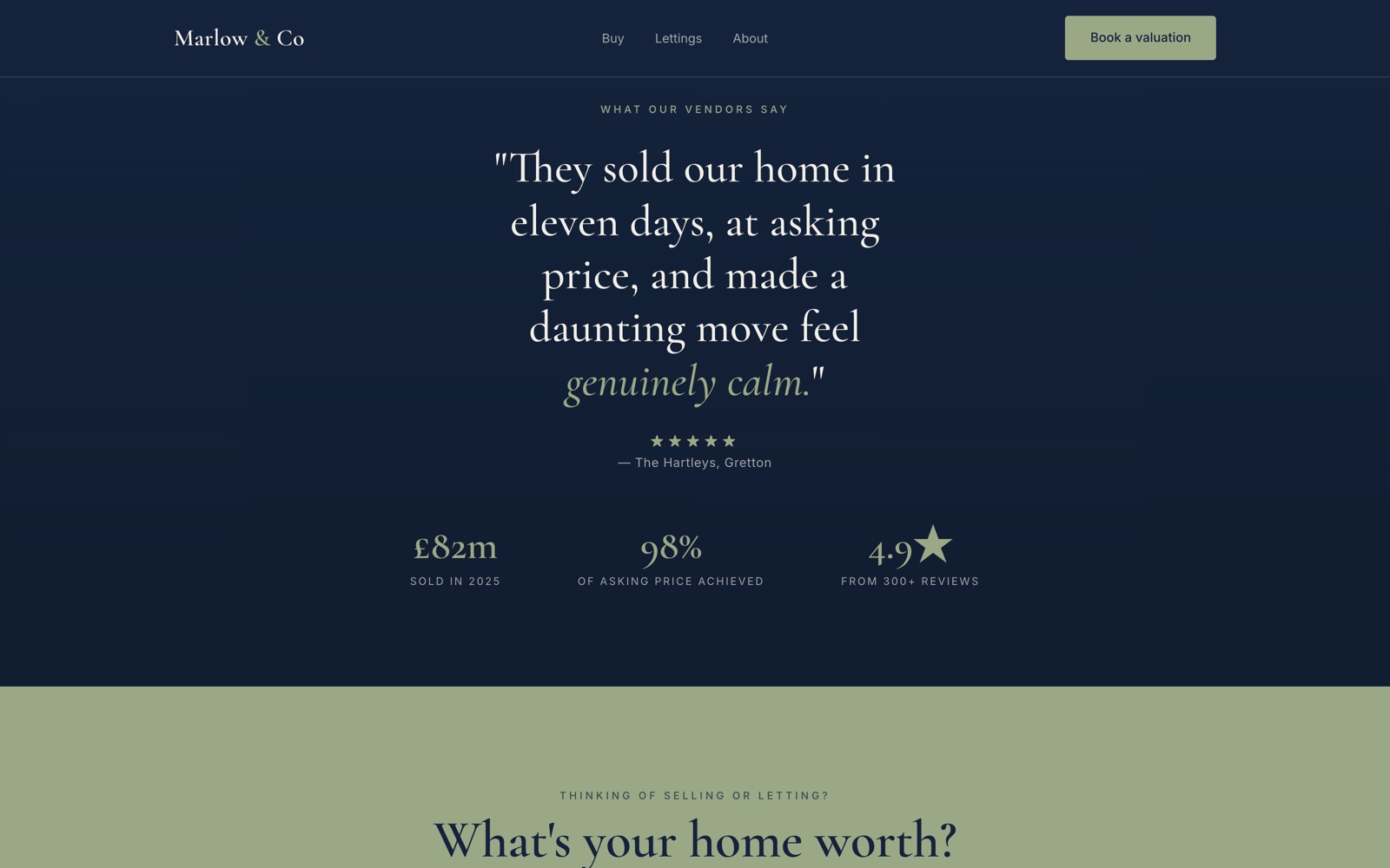 Concept estate agency property detail page