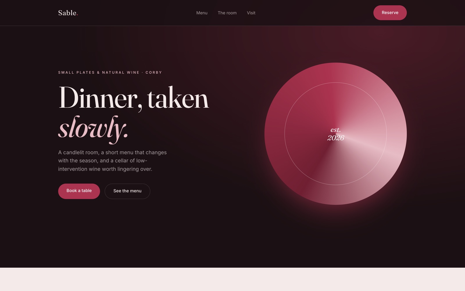 Forno 70 concept restaurant website homepage