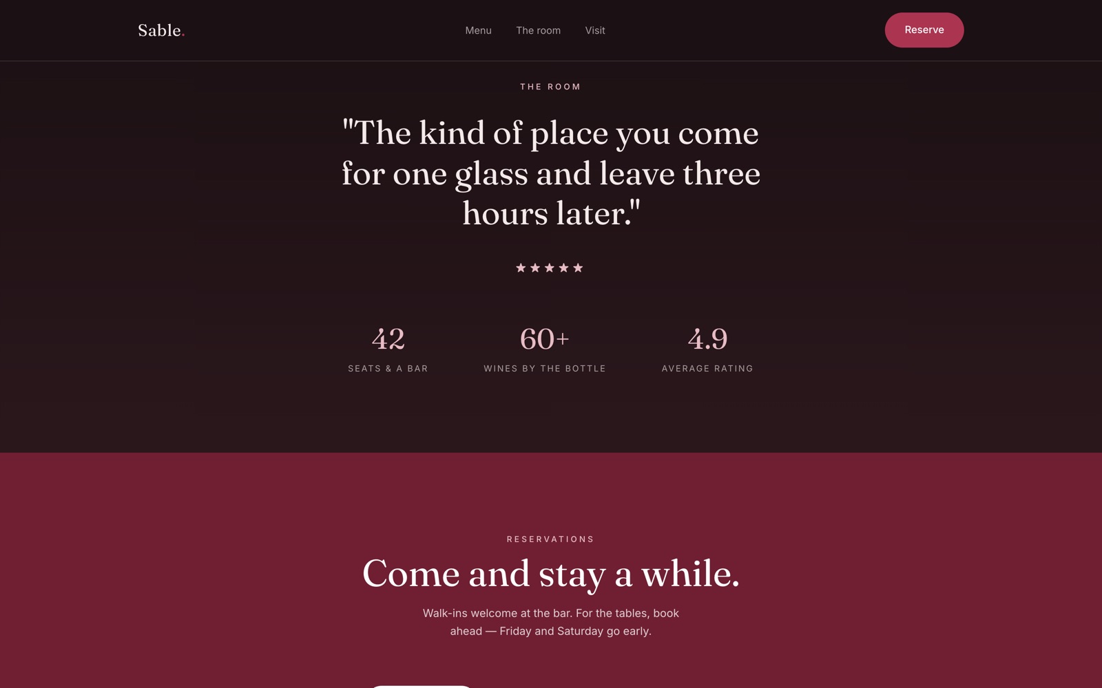 Forno 70 concept restaurant table booking page