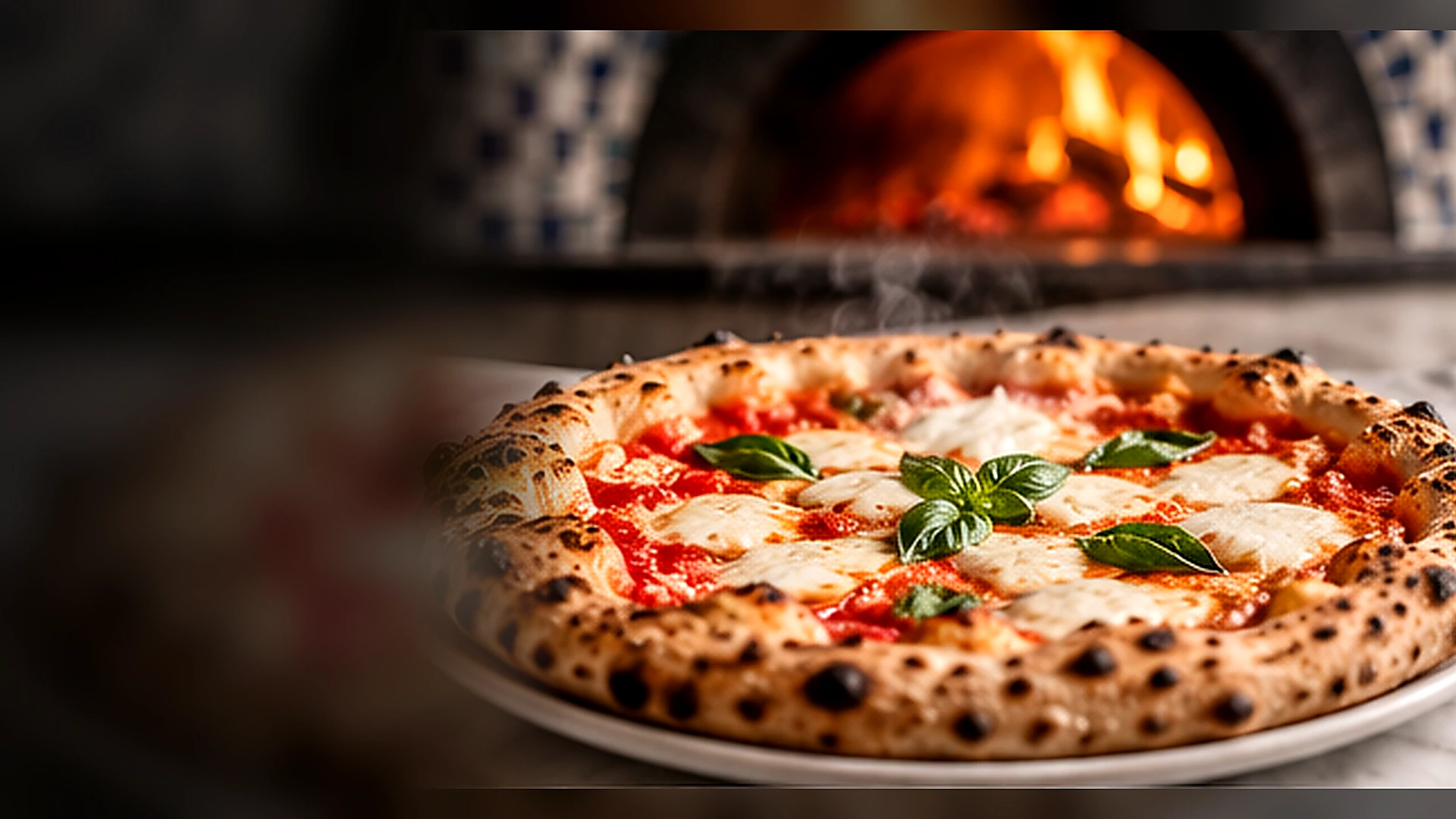 A wood-fired Margherita fresh from the FORNO 70 oven